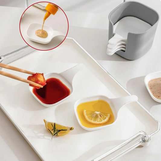 6-Piece Mini Sauce Dish Set with Storage Holder β Mess-Free Dipping Bowls