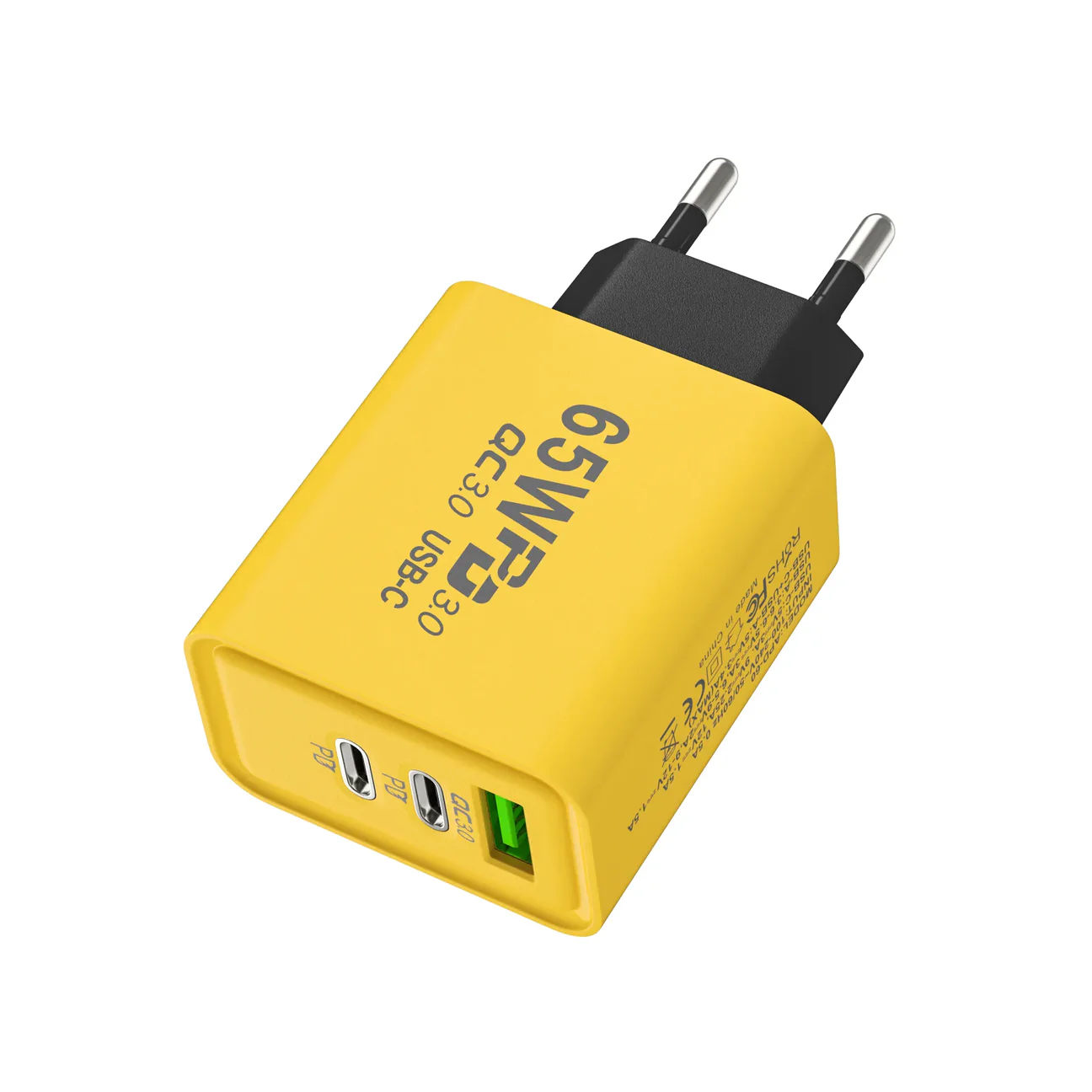 65W Fast Charging Adapter QC 3.0 + USB-C PD | Super Fast Wall Charger (3 Port)